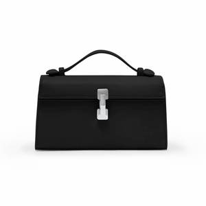 lot 2173 image: Clutch Purses for Women - Small Evening Bag - Trendy Top Handle Purse - Adjustable Crossbody Handbag PU Leather - Black Silver Hardware