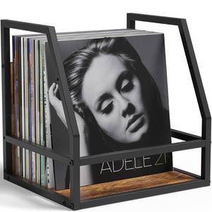 lot 2187 image: Y&M 2 In 1 Vinyl Record Storage Crate, 1PC Wood LP Holder, Wall Mount or Desktop Metal Album Organizer, Holds 80 Records, Multifunctional Stackable Magazine Display Shelf, Brown