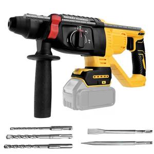 lot 2204 image: Cordless Rotary Hammer Drill for Dewalt 20V Battery, Brushless SDS-Plus 3 Joules Hammer Drill with 4 Modes, 360°Auxiliary Handle and 5 Drill Bits for ConcreteMasonry(Tool Only)