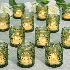 lot 2229 image: SUPMIND 24 Pcs Votive Candle Holders, Glass Holders Bulk for Table Centerpiece, Tea Lights Candle Holders for Wedding Shower, Party and Home Decor Green