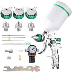 lot 2233 image: ENDOZER Professional HVLP Spray Gun Set Gravity Feed Air Spray Gun with 1.4, 1.7, 2.0mm Nozzles 20oz 600cc with Gauge for Auto Paint, Primer, ClearTop Coat & Touch-Up (Not Suitable for Latex Paint)