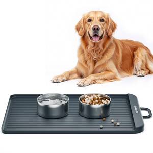 lot 2239 image: Gardner Pet Silicone Dog Food Water Mat for Floors Waterproof Anti-Slip Dog Bowl Large Mats for Food and Water to Prevent Spills for Dogs, Cats.
