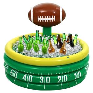 lot 2240 image: Bencailor Inflatable Cooler Inflatable Football Drink Cooler Toss Game Party Decoration Rugby Basketball Baseball Blow up PVC Ice Serving Bar for Sport Party Supplies Game Day Beer (Dark Green,Rugby)