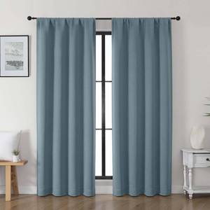 lot 2246 image: Gwine Stone Blue Blackout Curtains for Living Room 72 inches Long, Noise Reducing Room Darkening Window Treatment Curtains for Bedroom, Farmhouse Decor with Rod Pocket, Each 40 Wx72 L,2PCS