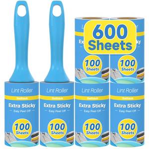 lot 2247 image: Swihauk 600 Sheets Extra Sticky Lint Rollers for Pet Hair, Easy Spiral Tear Lint Roller for Clothes with Ergonomic Handle, Multipurpose Lint Remover for Furniture, Carpet, Car Seat
