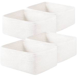 lot 2250 image: OIAHOMY 4 Pack 14.17  11.02  6.3IN Storage Baskets for Organizing Shelves, Woven Rope Baskets for Organizing Books, Clothes, Decorative Basket for Living Room, Nursery, Bedroom, Gift Basket, White