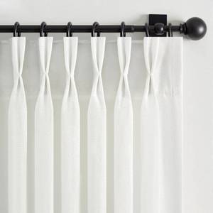 lot 2268 image: Drapenova Beige White Thick Linen Sheer Curtains 84 Inches Long for Bedroom,Neutral Modern Window Pinch Pleat Living Room Curtain for Sliding Glass Doors Light Filtering with Hooks 40 x 84x 2Panels