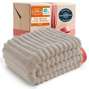lot 2270 image: Bedsure GentleSoft Beige Throw Blanket for Couch - Cozy Soft Fleece Blankets for Women, Cute Small Plush Fuzzy Throws for Girls, Birthday Gifts for Women Men Her Him, Room Home Decor, 50x60 Inches