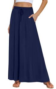 lot 2276 image: DB MOON Womens Maxi Skirt 2026 Casual Flowy Elastic High Waist Long Skirts with Pockets M Navy Blue medium