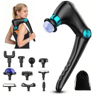 lot 2278 image: Foldable Massage Gun with Heat & Cold Therapy, Deep Tissue Percussion Muscle Massager with Adjustable Handle, 9 Speeds & 10 Attachments, Portable Back & Shoulder Massager for Pain Relief & Recovery
