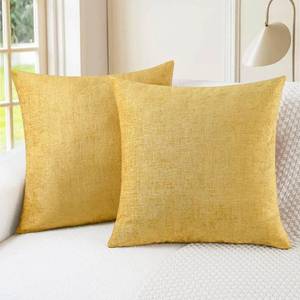 lot 2281 image: CaliTime Throw Pillow Covers Decorative 24 X 24 Inches Pack of 2 Cozy Chenille Cushion Cases for Couch Sofa Bed Living Room Home Gold