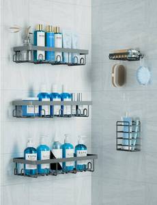 lot 2287 image: GVY Shower Caddy 5 Pack, Adhesive Shower Organizer Bathroom Shelves,Rustproof Bathroom Organizers and Storage for Home Decor, No Drilling Shower Shelves for Apartment Essentials