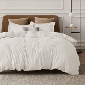 lot 2316 image: Bedsure Duvet Cover California King Size - Soft Double Brushed Bedding Set for Kids & Adults, Zipper Closure, 3 Pieces, Includes 1 Duvet Cover (104x98) & 2 Pillow Shams, NO Comforter, Ivory White