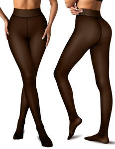 lot 2318 image: Vertvie Fleece Lined Tights Women Crotch One Seam Line Warm Sheer Pantyhose Fake Translucent Thermal Thick Tights Leggings (200g-Thin Fleece,Black Sheer-Skin Fleece,XX-Large)