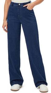 lot 2319 image: IUGA Wide Leg Jeans Woman Stretchy Sweatpant Jeans Women Pull On Baggy Jean High Waisted Trendy Straight Casual Denim Pants Dark Blue small
