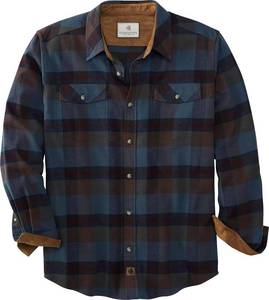 lot 2320 image: Legendary Whitetails Mens Long Sleeve Button Down Relaxed Fit Flannel Shirt, Cobalt Carbon Plaid, LRG