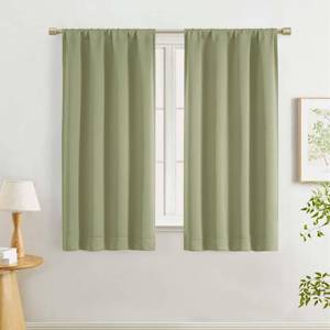 lot 2321 image: Lecloud Sage Green Room Darkening Curtains 54 Inch Length 2 Panels, Window Curtains for Bedroom, Energy Thermal Insulating Rod Pocket Curtain Drapes for Small Window, 40 W x 54 L