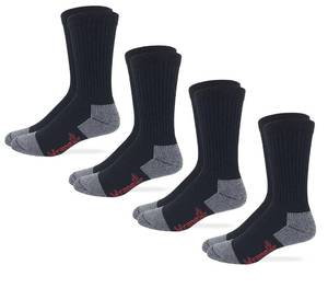 lot 2324 image: Wrangler Riggs Mens Steel Toe Boot Work Crew Cotton Cushion Socks 4 Pair Pack, Black, Large