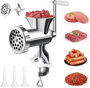 lot 2327 image: Meat Grinder Manual Mincer - Sausage Maker Table Mount Pork Mincer Sausage Stuffer Funnel Make Homemade Kitchen Tool-d2