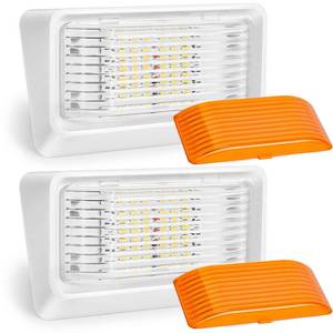lot 2332 image: Kohree 320 Lumen LED RV Porch Light Exterior Utility 12V Lighting Fixture LED Panel, Replacement Lighting for RVs, Trailers, Campers, 5th Wheels. White Base, Clear and Amber Lenses Included 2 Packs