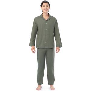 lot 2347 image: Fruit of the Loom Mens Long Sleeve Broadcloth Pajama Set, Green, Medium