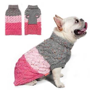 lot 2355 image: KYEESE Dog Sweater Color Block with Fuzzy Thread Knitted Turtleneck Dog Knitwear with dots in a Variety of Colors for Small Dogs Fall Winter Dogs Clothes, Pink, L