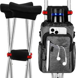 lot 2109 image: Threlaco 5 Pcs Crutches Accessories Crutch Pads Bag Hand Grips Includes 2 Standard Armpit Pads 2 Non-Slip Grips Large Water-Resistant Lightweight Storage Pouch with Reflective Strips for Adults