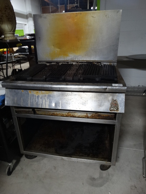 lot 6200 image: Wolf Char grill on wheels, gas.