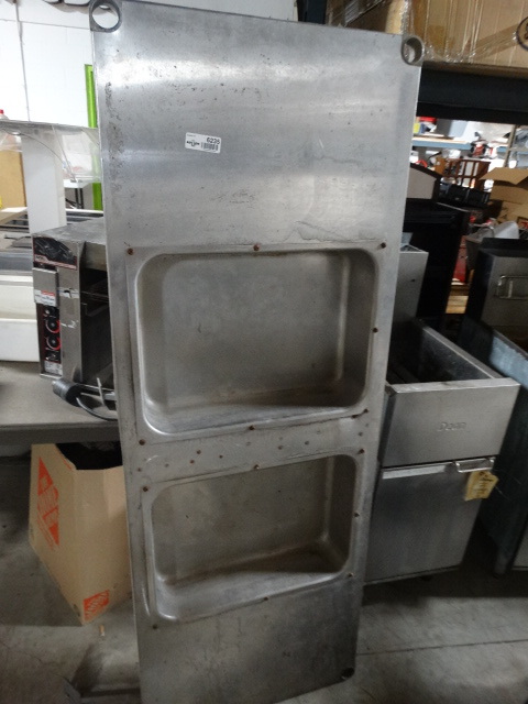 lot 6235 image: Stainless steel 2 hole wall mount sink.