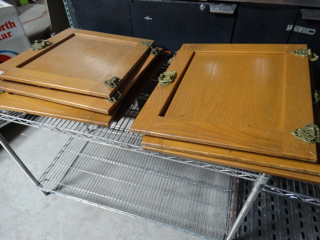 lot 6238 image: Lot of cabinet doors with unique hardwear.
