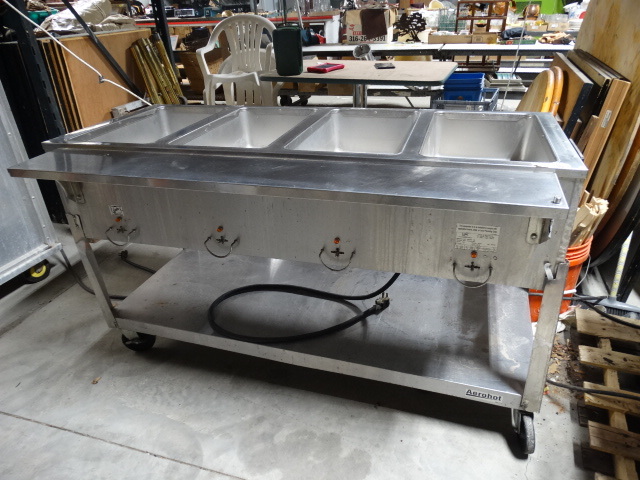 lot 6244 image: Aerohot food warming table on wheels,