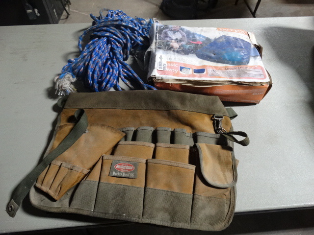 lot 6310 image: Intex twin size air up mattress, Bucketboox and rope.