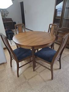 lot 102 image: Mid Century Modern Dining Set with Cane Back Chairs