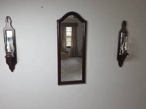 lot 107 image: Traditional Wall Sconce and Mirror Set