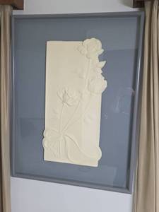 lot 108 image: Framed White Rose Relief Wall Art