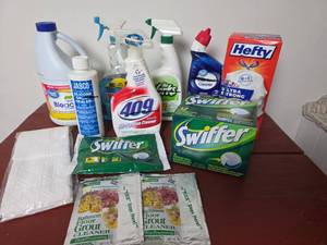 lot 141 image: Household Cleaning Supplies and Wheeled Caddy