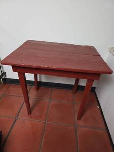 lot 144 image: Rustic Red Painted Wooden Side Table