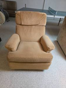 lot 216 image: Beige Fabric Swivel Recliner Chair