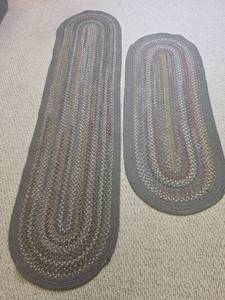 lot 248 image: Oval Braided Hallway Rugs- Set of 2