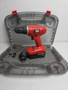 lot 311 image: Black & Decker 18V Cordless Drill with Case and Charger