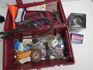 lot 342 image: Assorted Tools and Hardware with Storage Box