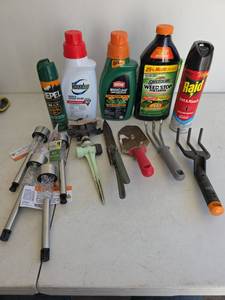 lot 376 image: Garden Care Bundle with Tools and Chemicals