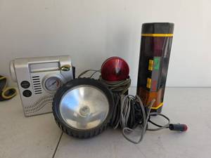lot 377 image: Slime 300 PSI Portable Air Compressor with Light, Roadside Light, Trailer Light and Spotlight