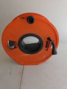 lot 407 image: Orange Heavy Duty Extension Cord Reel (Cord May Need New Ends)