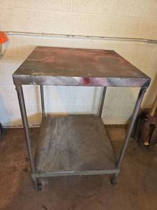 lot 527 image: Industrial Steel Work Table with Shelf