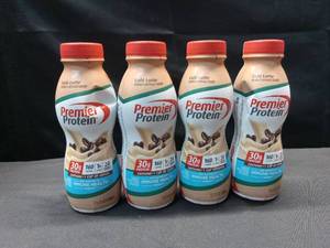 lot 1309 image: 4 Count Premier Protein Nutritional Shake - Cafe Latte - 11.5 fl oz Bottle