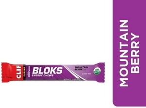 lot 1324 image: 9 PK CLIF BLOKS - Mountain Berry Flavor - Energy Chews - Non-GMO - Plant Based - Fast Fuel for Cycling and Running - Quick Carbohydrates and Electrolytes - 2.12 oz.&nbsp