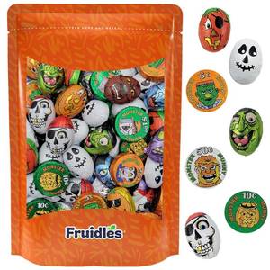 lot 1349 image: Fruidles Halloween Tricky Treat Master Bag, Trick-Or-Treat Party Bag Fillers, Individually Wrapped in Design Foils, Kosher Certified (2 Pounds) - Multicolor (NO VISIBLE EXP DATE)