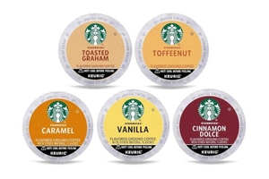 lot 1369 image: Starbucks K-Cup Coffee Pods Flavored Coffee Variety Pack for Keurig Brewers Naturally Flavored Arabica 1 box (40 pods total)