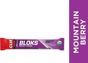 lot 1439 image: 9 PK CLIF BLOKS - Mountain Berry Flavor - Energy Chews - Non-GMO - Plant Based - Fast Fuel for Cycling and Running - Quick Carbohydrates and Electrolytes - 2.12 oz.